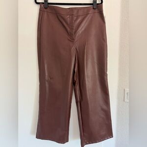 Chic Brown Faux Leather Trousers